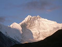 
I was up early the next morning at our camp at Hoppo, and was able to see the three summits of Lhotse East Face at sunrise – Lhotse Shar, Lhotse Middle, and the main summit.
